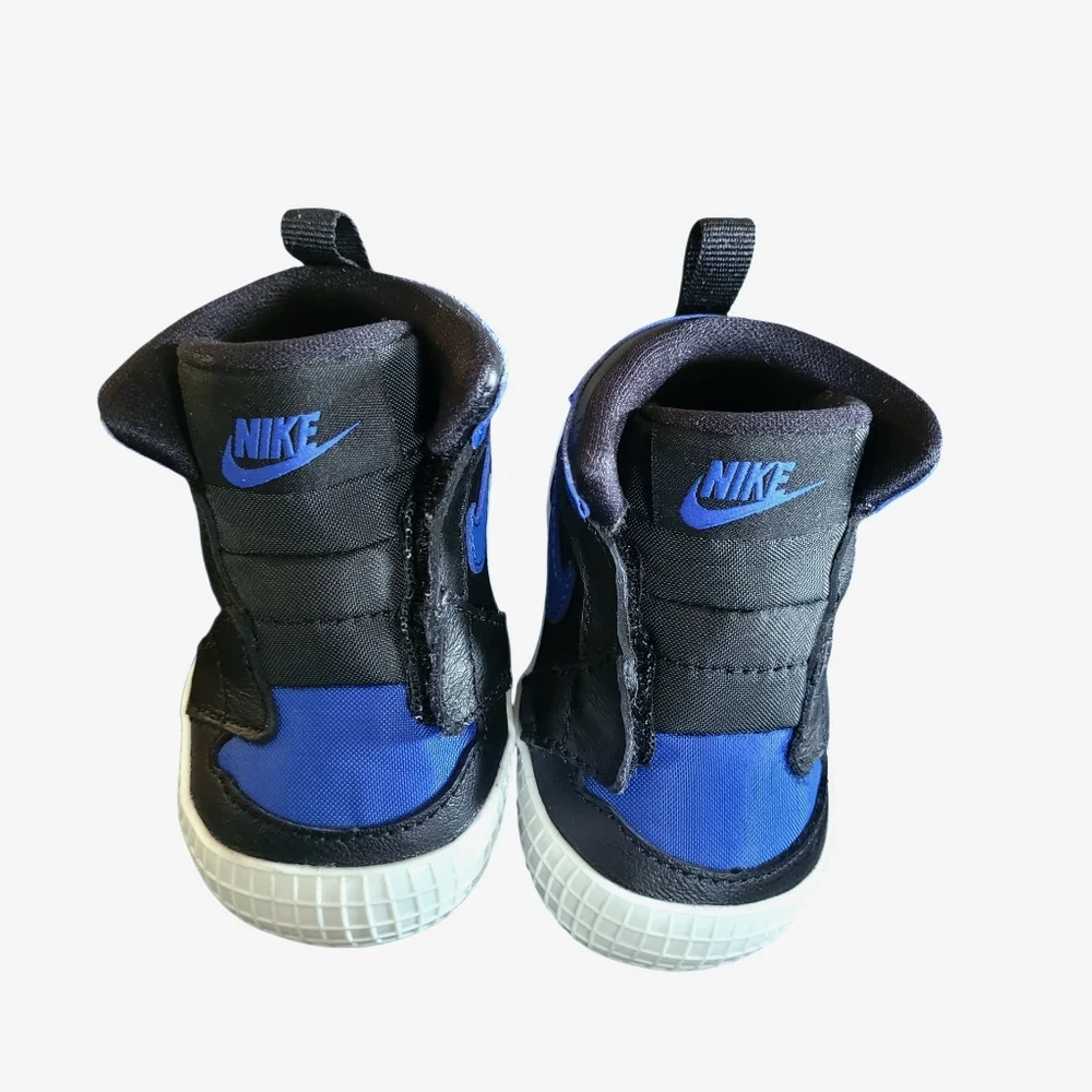 Nike Jordan 1 Black Varsity Royal Blue Crib Bootie Sneakers AT3745-007 Infant 3C
